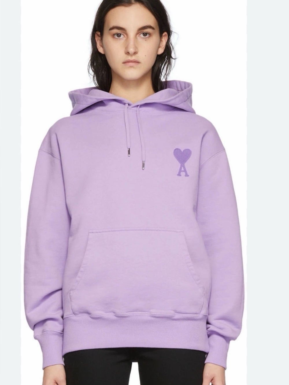 Ami Paris Lilac Heart 'A' Logo Hoodie